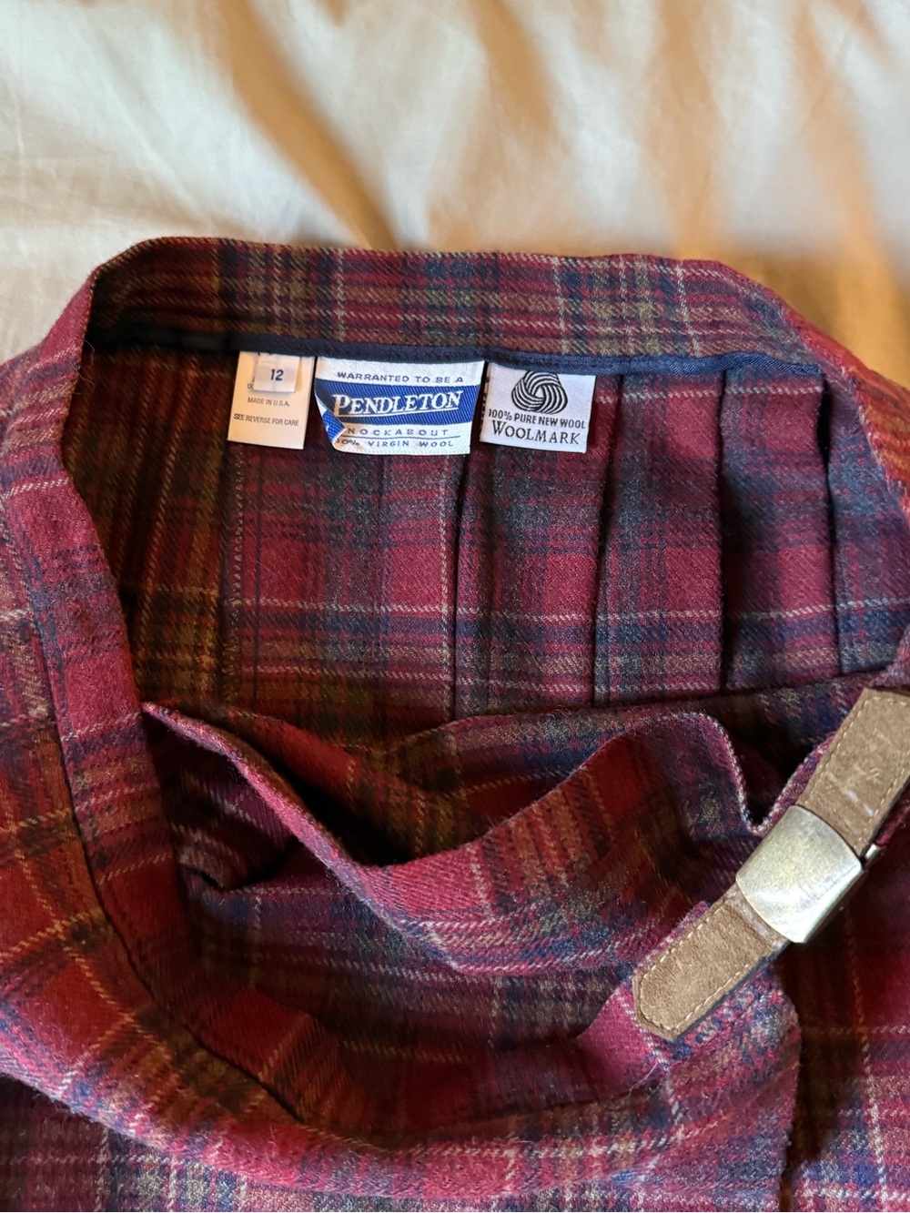 Vintage Pendleton Wool Womens Red Plaid Skirt Kilt  Buckle Size 12 - Picture 13 of 16